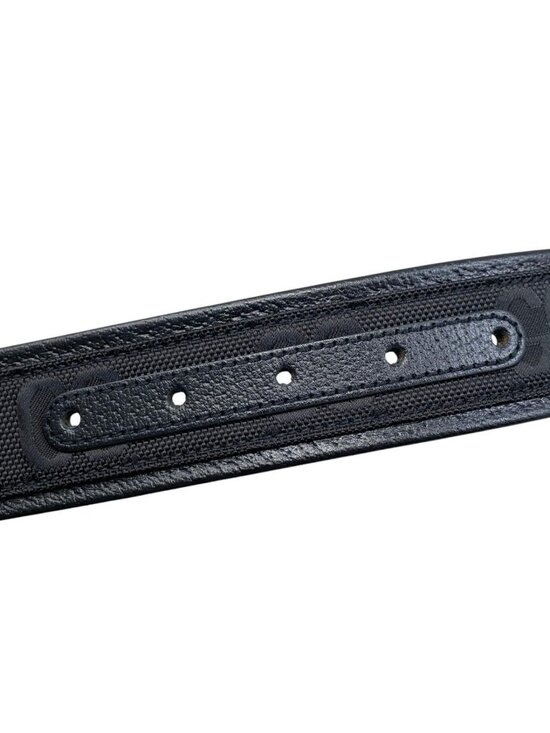 Gucci Belt Jumbo GG Nylon Leather Black Silver
